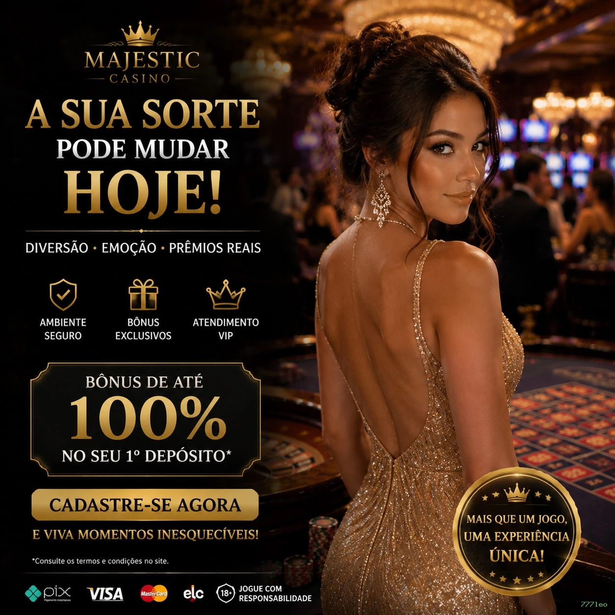 Imagem promocional do cassino online da 777leo mostrando jogos ao vivo